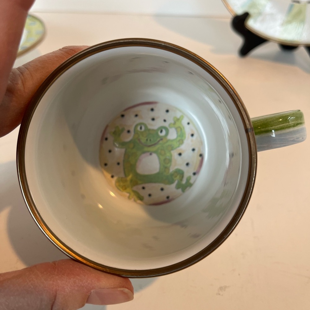 Vintage MacKenzie-Childs Enamelware Child's 3-Piece Dinner Set Frog Design - Picture 7 of 10